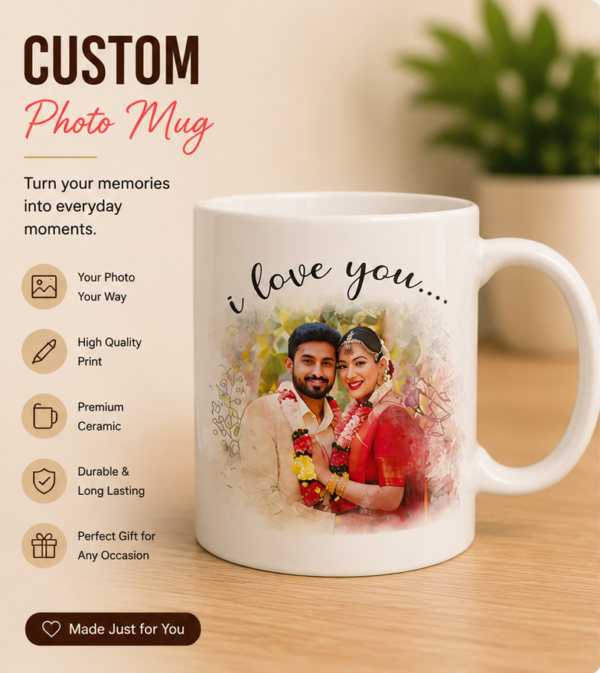 Custom White Ceramic Photo Mug | Personalized Coffee Mug
